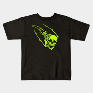 Flying Skellie (lime green) Kids T-Shirt